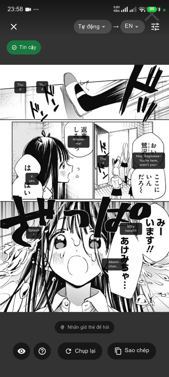 TransKey reading manga dialogue and sound effects and showing the translation in place